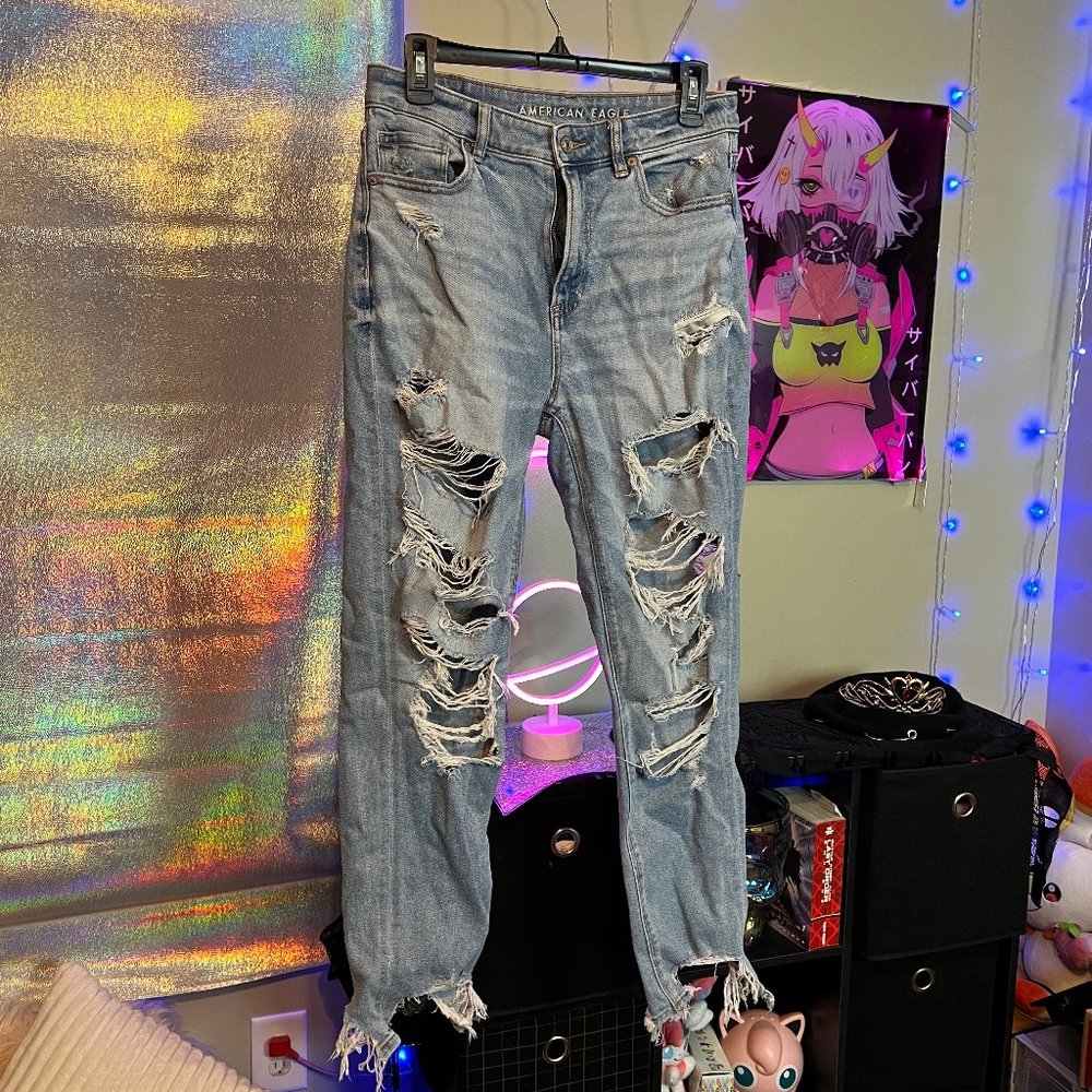 AE Stretch Mom Jeans distressed